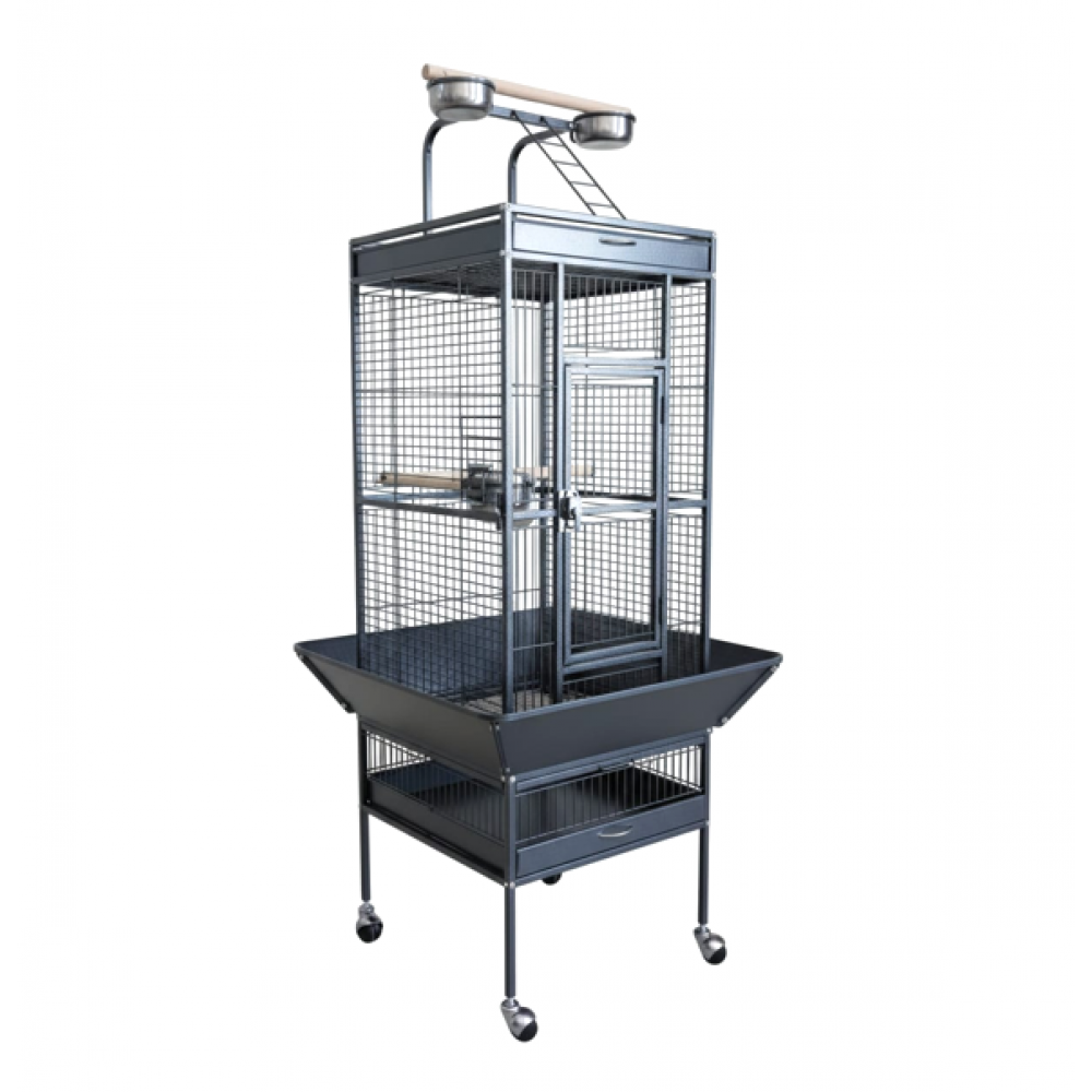 High Quality Tropical Black Metal Playtop Bird Cage with Rolling Stand ...